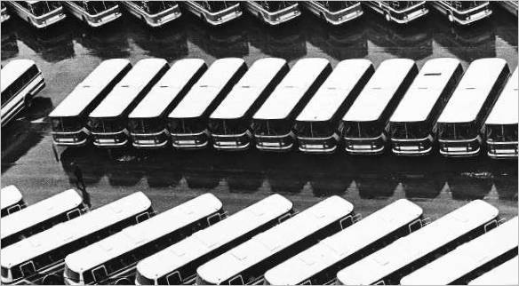 Autobuses olímpicos. En Madrid. 1980, julio. Foto: Alexander Abaza